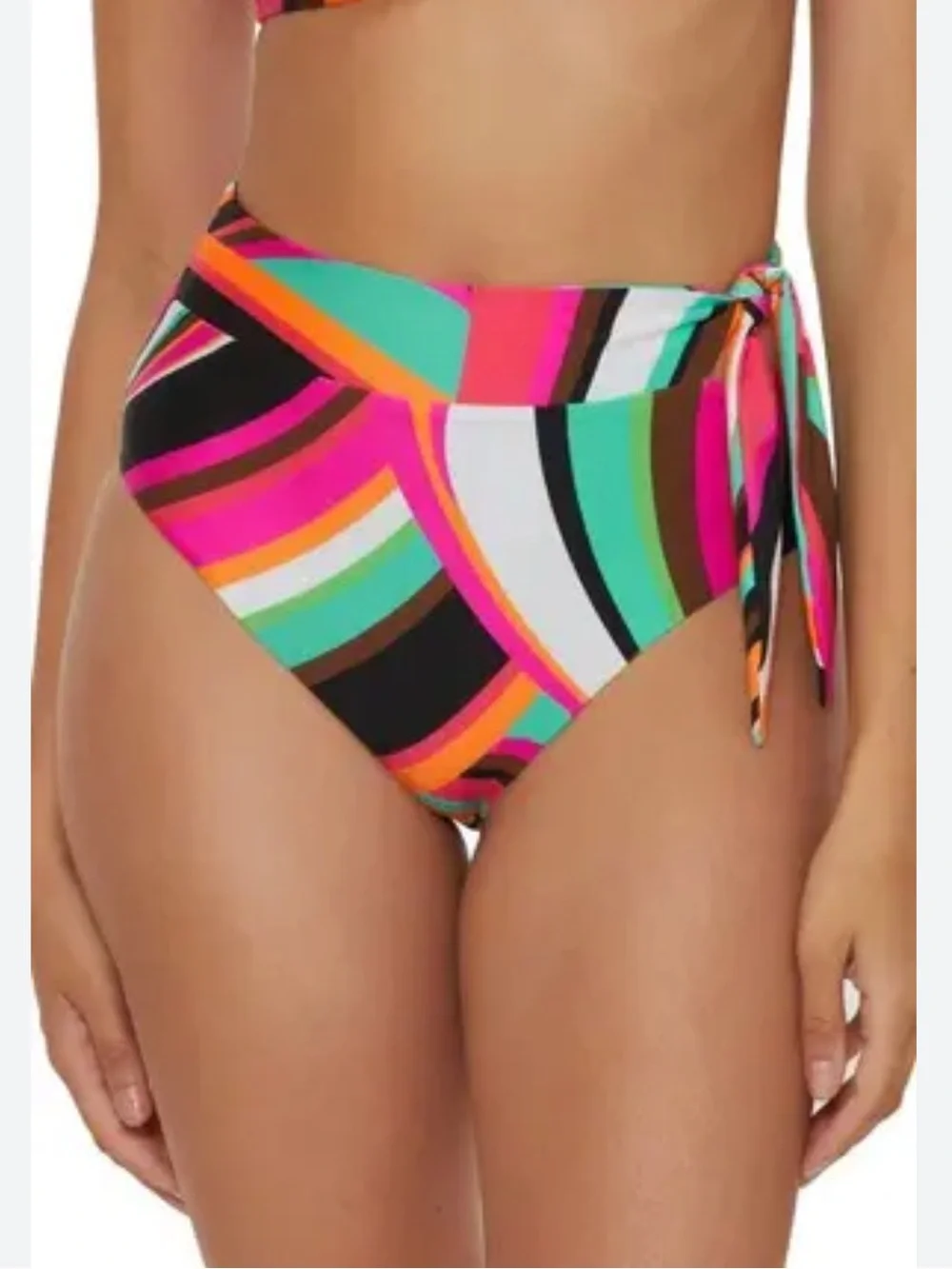 Trina Turk Swoop Multicolor High-Waist Tie-Side Bikini Bottom size 6